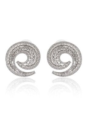 Swirl Earrings White Gold Plated Made W Swarovski Crystal Bridal Jewelry